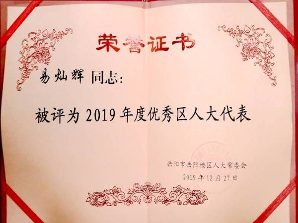 2019年度优秀人大代表