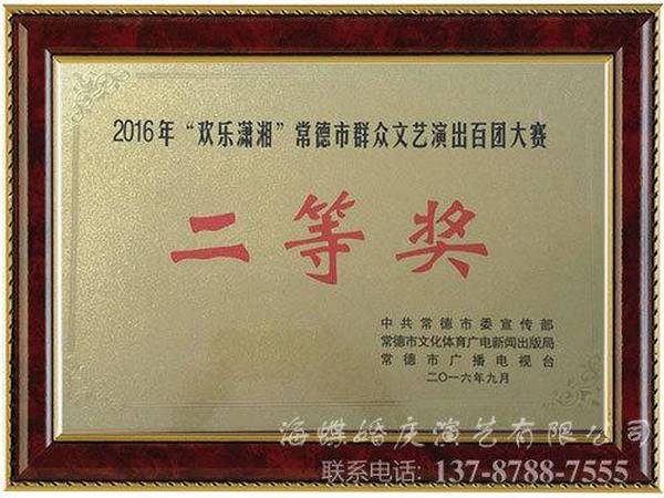 2016年“欢乐潇湘”常德市群众文艺演出百团大赛二等奖