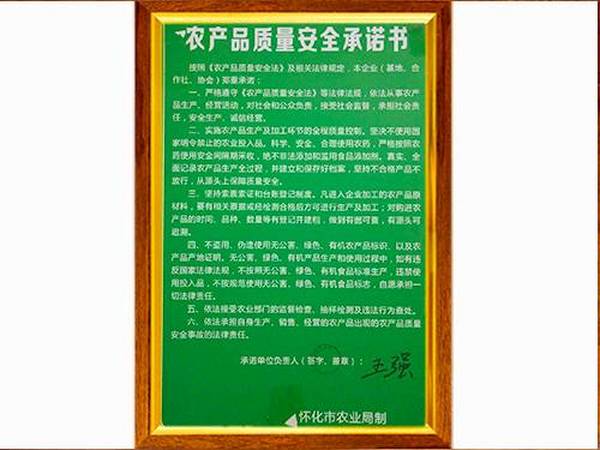 质量安全承诺书