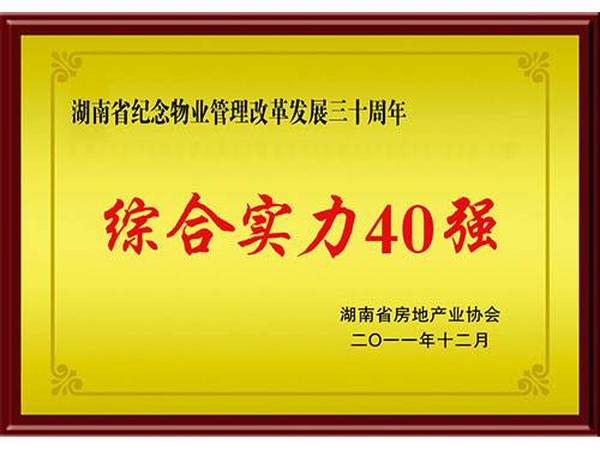 2011年度湖南省物業服務企業綜合實力40強企業