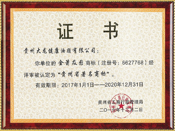 2016年贵州省著名商标