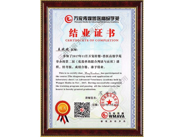 《化验单的联合判读与应用》课程结业证书