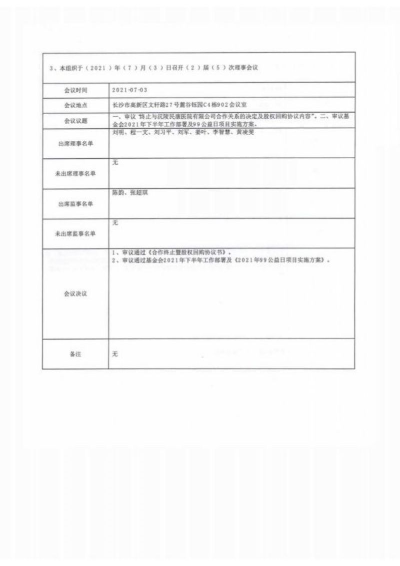 湖南省四叶草慈善基金会2021年度工作报