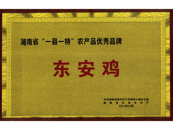 湖南省“一县一特”农产品优秀品牌—东安鸡