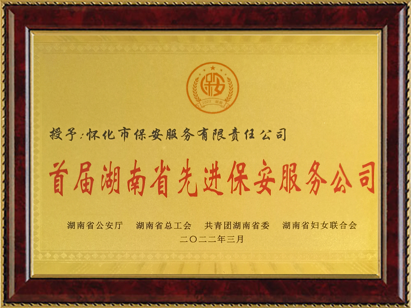榮獲首屆湖南省先進保安服務公司