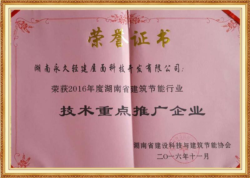 2016湖南建筑節(jié)能行業(yè)《技術(shù)重點(diǎn)推廣企業(yè)》