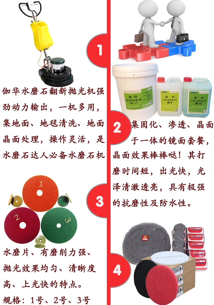 水磨石翻新机,水磨石打磨机,水磨石抛光机,水磨石渗透液,水磨石抛光液,水磨石机磨块,塑料条塑料花,铜条铜花