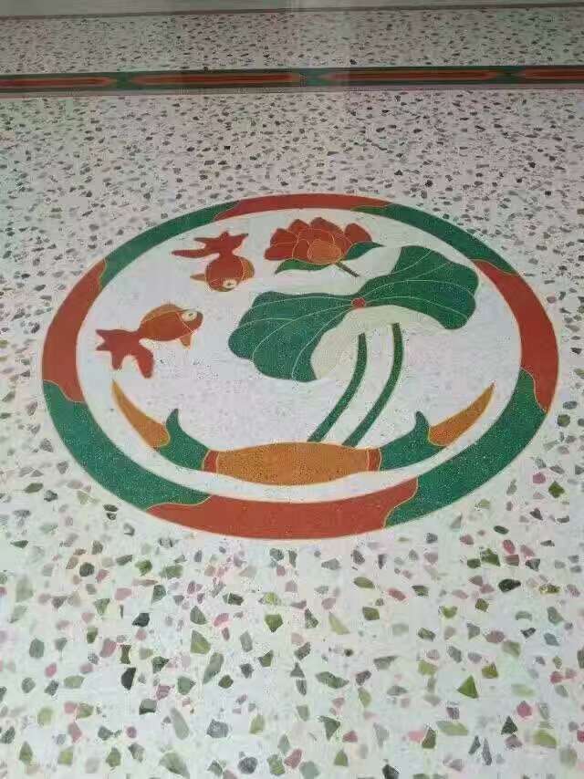 水磨石塑料花,水磨石仿铜花年年有余,地板图案年年有余
