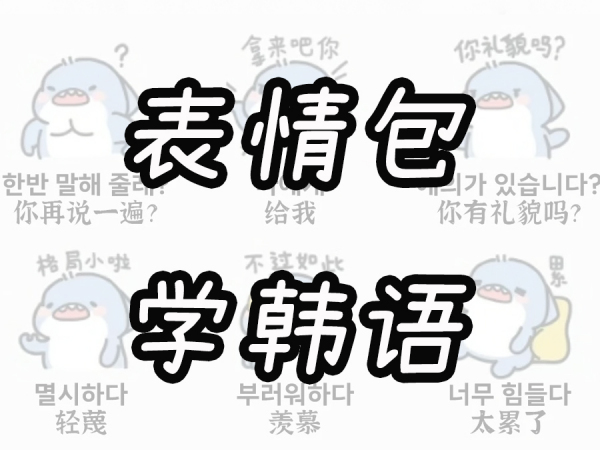 跟着表情包轻松学韩语~跟肥肥鲨贴贴