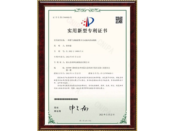 一种燃气泄漏报警并自动抽风的油烟机_新型专利