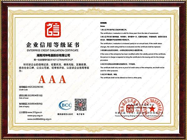 Enterprise Credit Rating Certificate