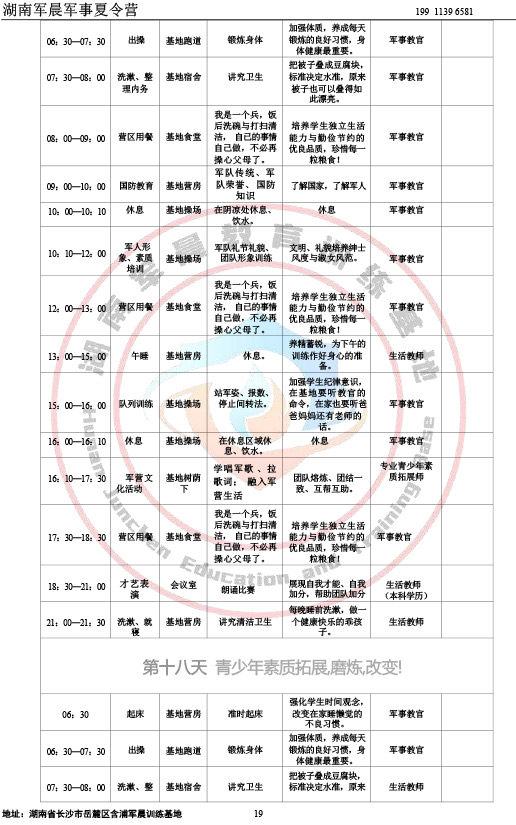 2024军晨军事夏令营课程表（21天）-19