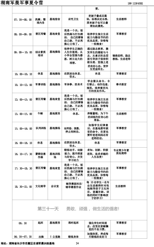 2024军晨军事夏令营课程表（45天）---副本-32