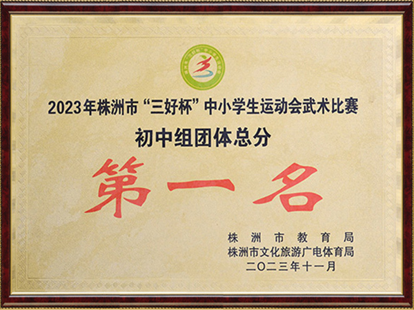 2023年株洲市“三好杯”中小学生运动会武术比赛-初中组团体总分第一名