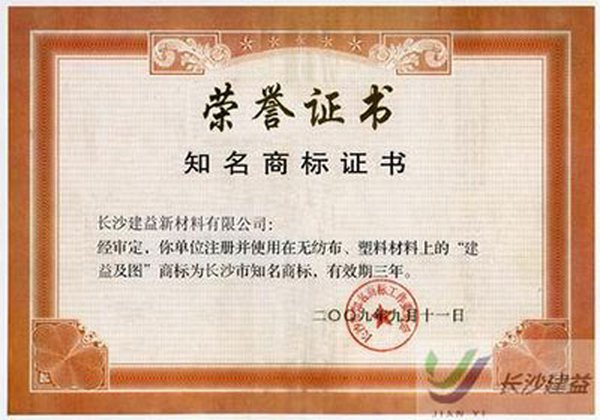 知名商標(biāo)證書