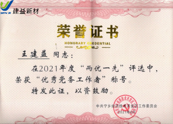 热烈祝贺王建益获评“优秀党务工作者”
