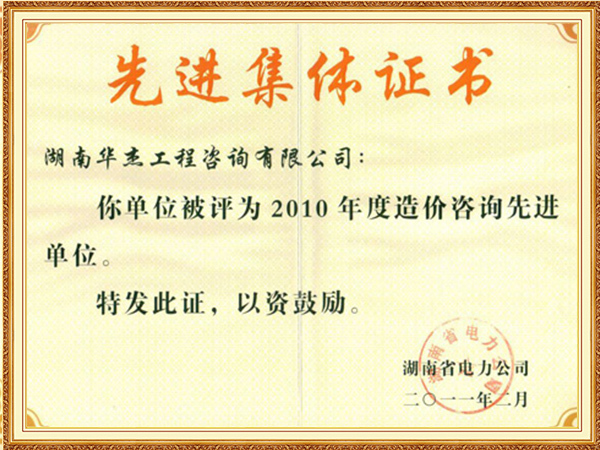 湖南省电力公司2010年度造价咨询先进单位