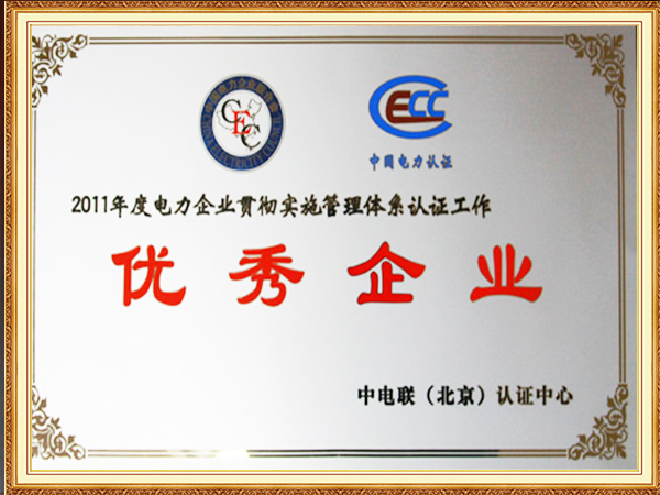 2011年度电力企业贯彻实施管理体系认证工作优选企业