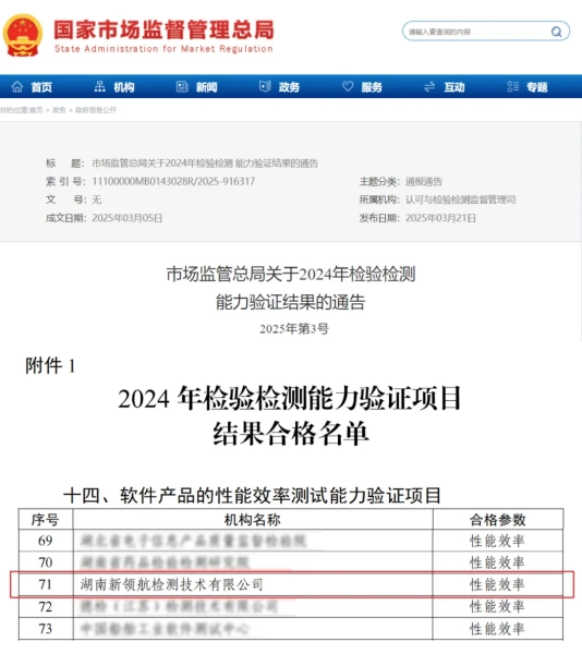喜报丨新领航检测“软件产品性能效率测试”能力验证获满意结果