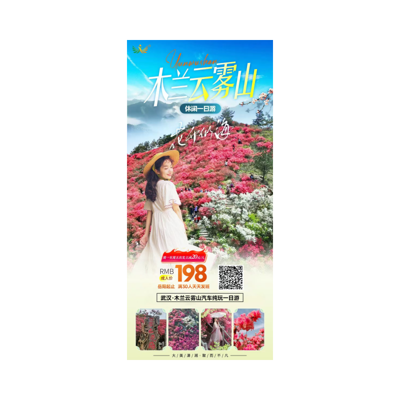 湖北武汉【云雾山杜鹃花+恐龙谷】汽车一日游