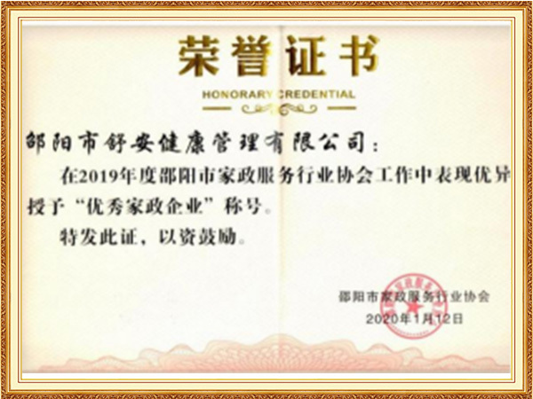 2019年度优秀家政企业