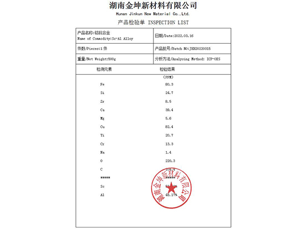 铝钪合金43% 铝钪合金43%
