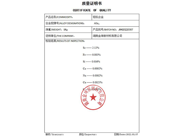 铝钪合金2% 铝钪合金2%