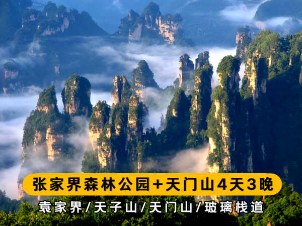 张家界旅游路线4天3晚（森林公园+十里画廊+天门山+玻璃栈道）