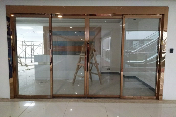 玫瑰金镜面不锈钢框自动门