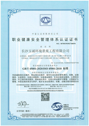 职业健康安全管理体系认证书