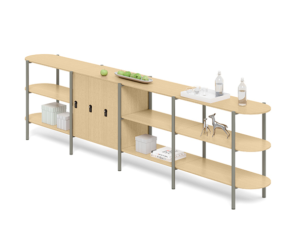 2 - 3 Tiers Open Shelf  with Locker and Props