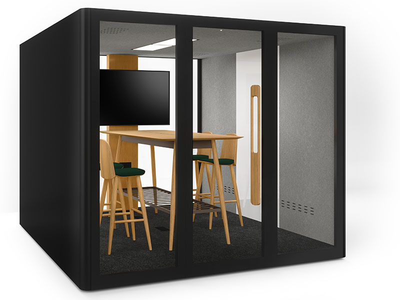 Lumin 4-8P Meeting with Commons and Please Chair - Black (BL) and White Oak (PUK