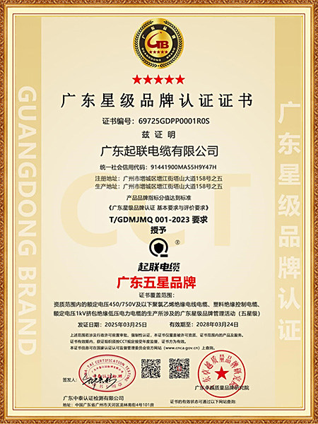 星级品牌证书