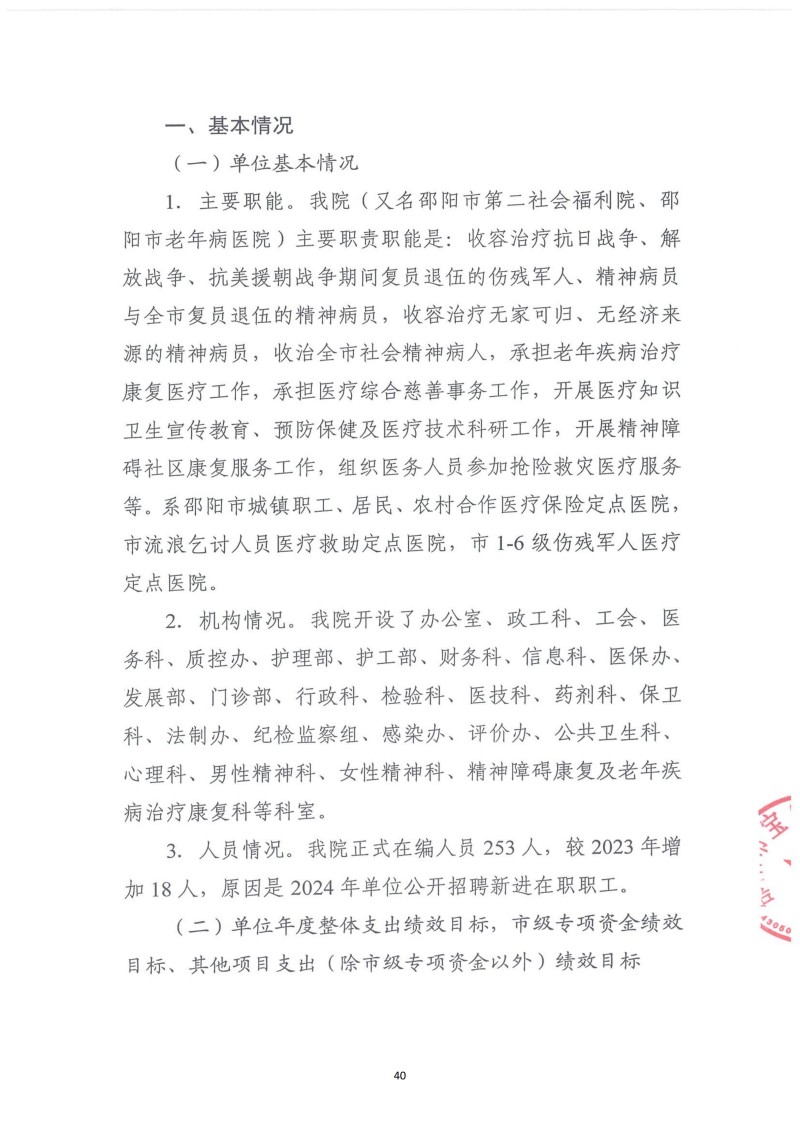 邵阳市宝庆精神病医院2024年度决算公开2025100915