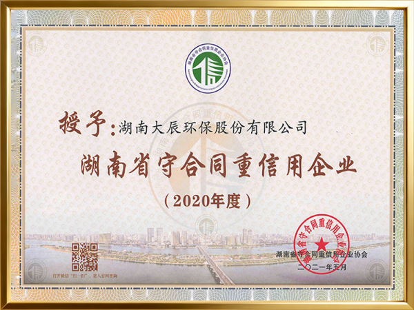 2020年度守合同重信用证书