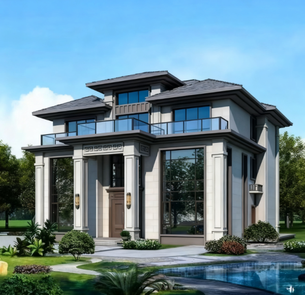 金彩莉-仿石漆5套方案-别墅自建房秒变样板间