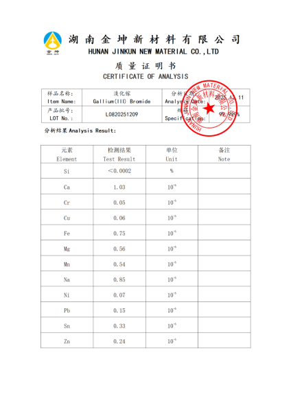 【产品报告12】溴化镓