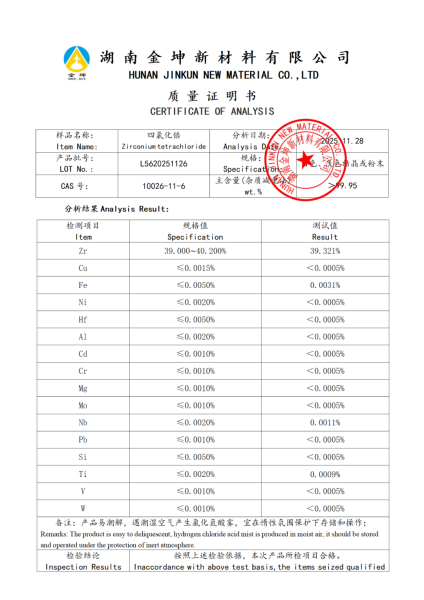 【产品报告12】四氯化锆