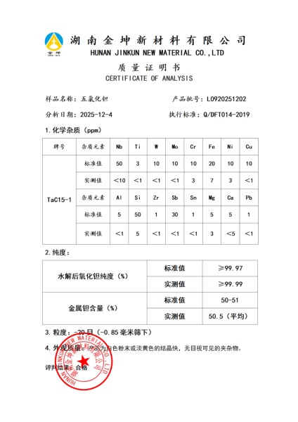 【产品报告12】五氯化钽