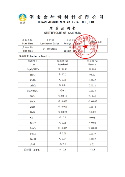 【产品报告12】氧化镧