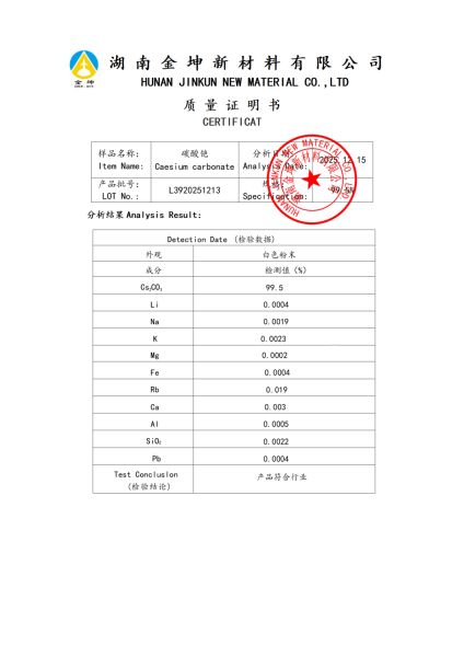 【产品报告12】碳酸铯