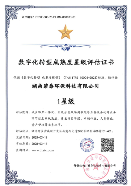 数字化转型成熟度星级评估证书