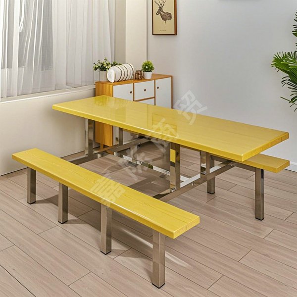 8人位不銹鋼楓木長條凳