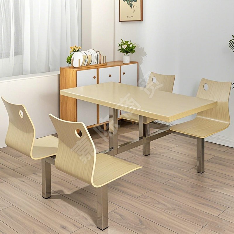 4人位單撐桿銀絲橡靠背椅