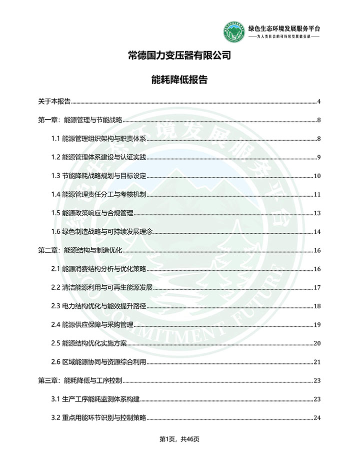常德国力变压器有限公司_能耗降低报告_20260324093