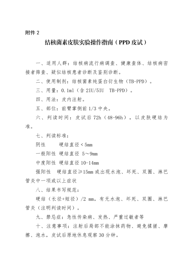 于下发《长沙市雨花区具备结核皮肤试验(PPDEC)和胸部X光
