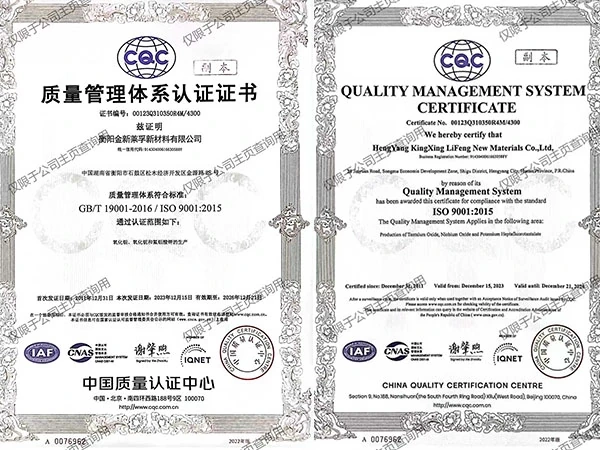ISO 9001 Quality Management System Certification
